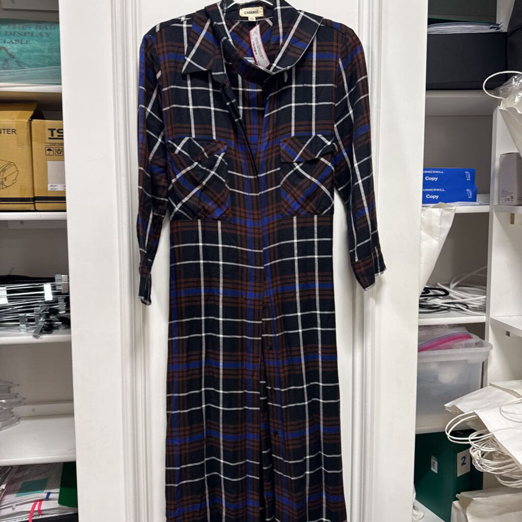 Multicolor Plaid Raryon Shirt Dress