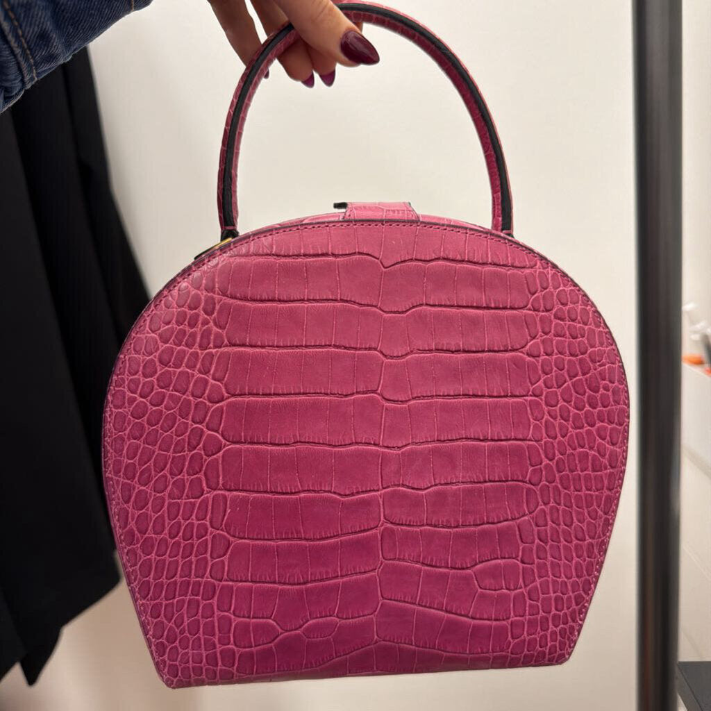Pink Croc Embossed Top Handle