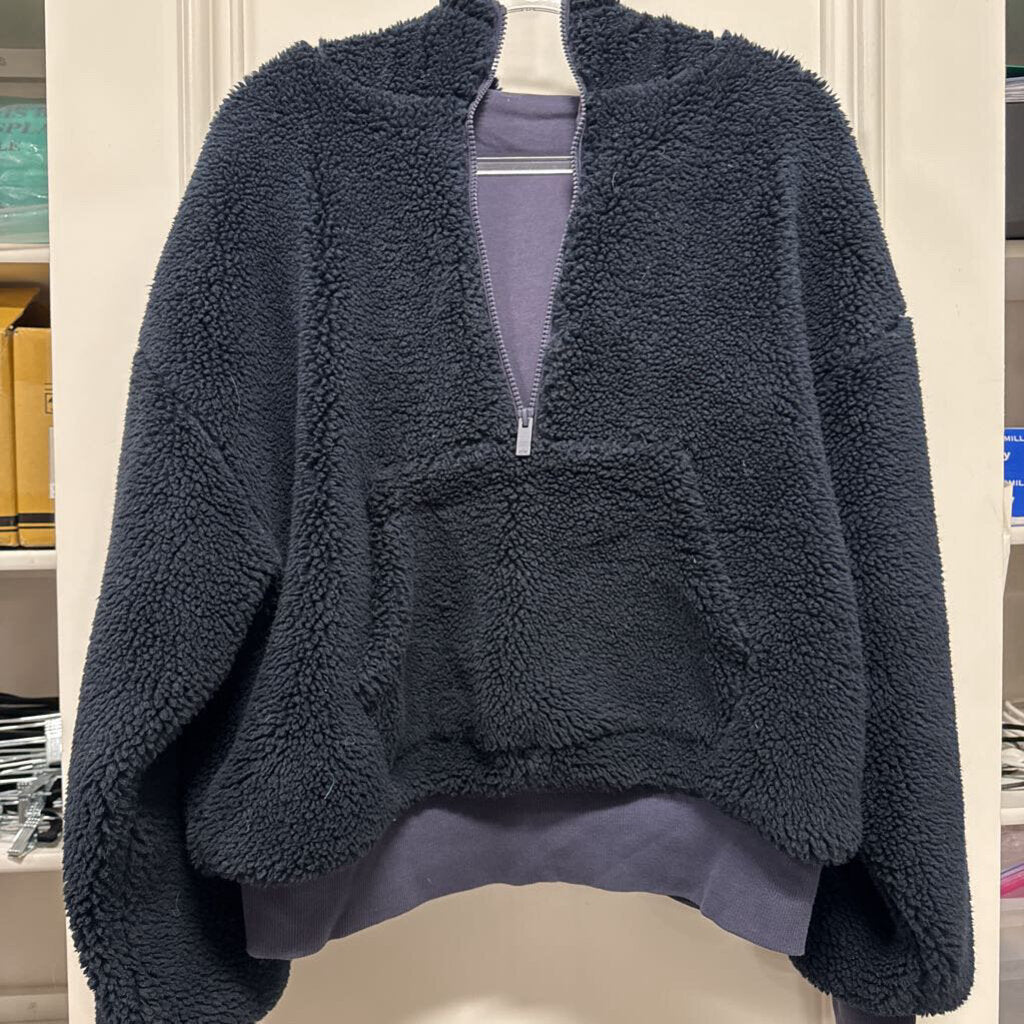 Navy Blue Poly/Cotton Sherpa Jacket