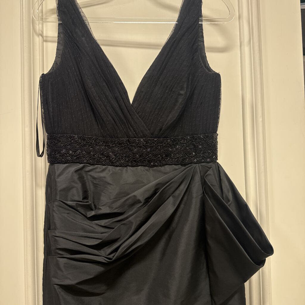 Black Poly Beaded Waist Dress, 8