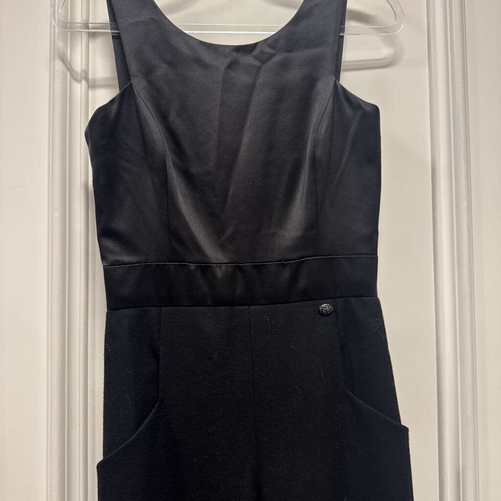 Black Wool Wide Leg Jumpsuit, 36