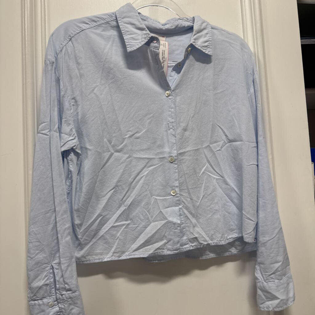 Light Blue Cotton Cropped Shirt