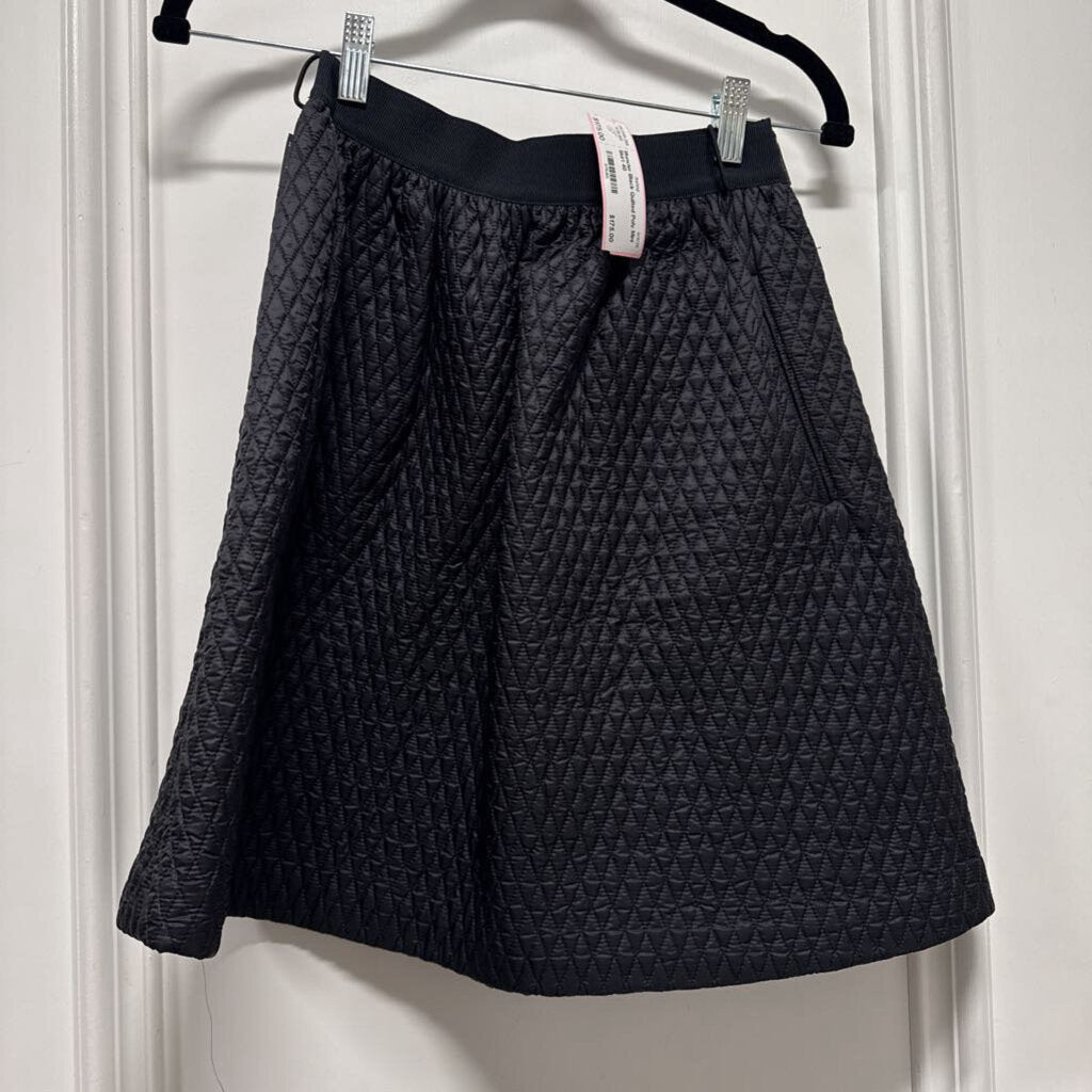 Black Quilted Poly Mini Skirt