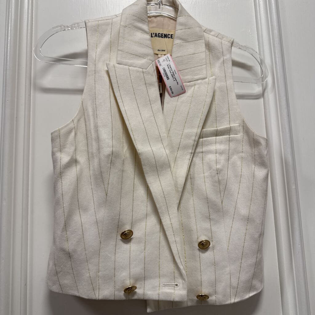 White Linen Pin Stripe Vest (NWT)