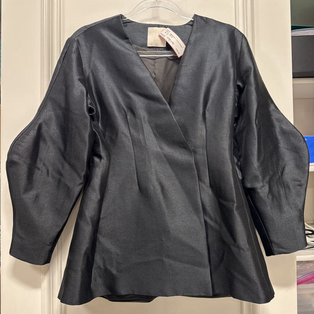 Black Cotton Peplum Top