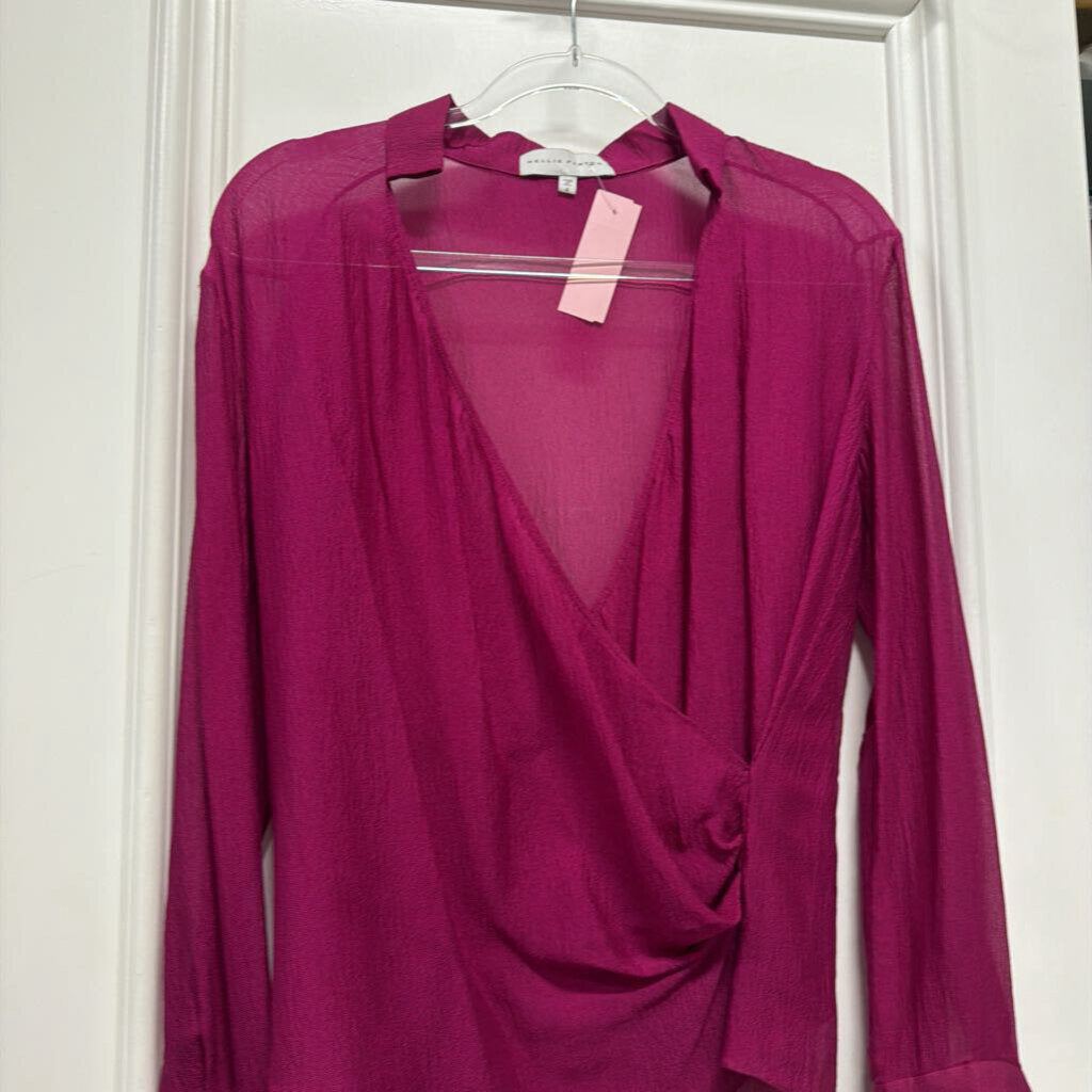 Magenta Sheer Wrap Top