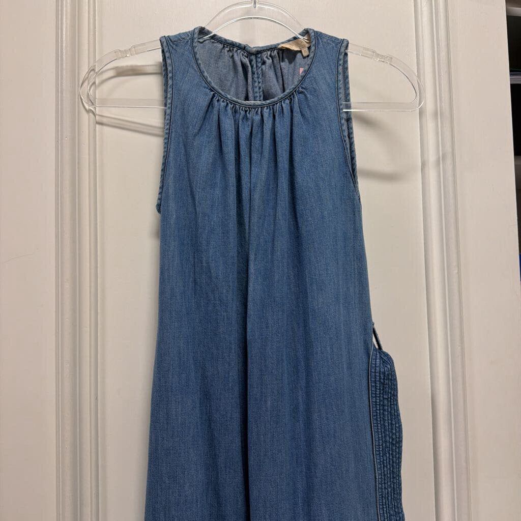 Medium Wash Denim Sleeveless Midi Dress