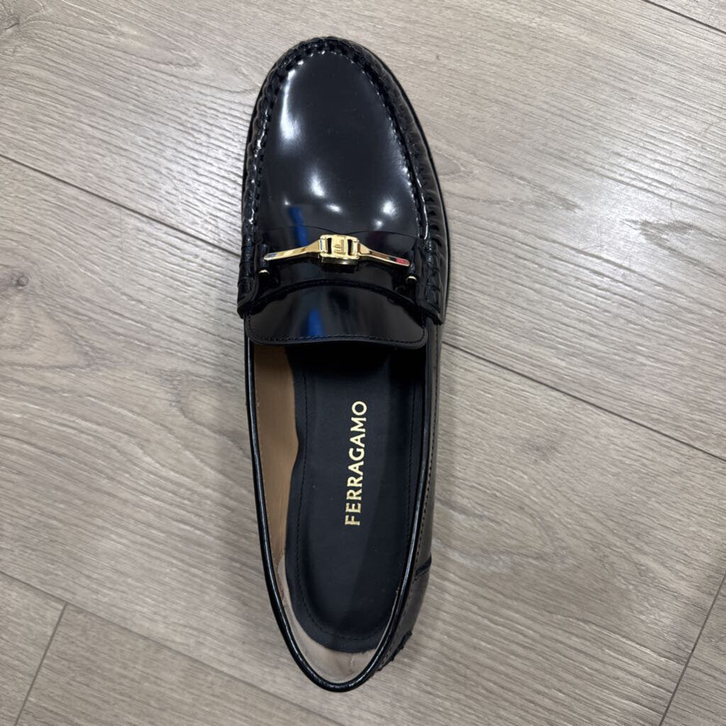 Ferragamo Black Patent Leather Loafer