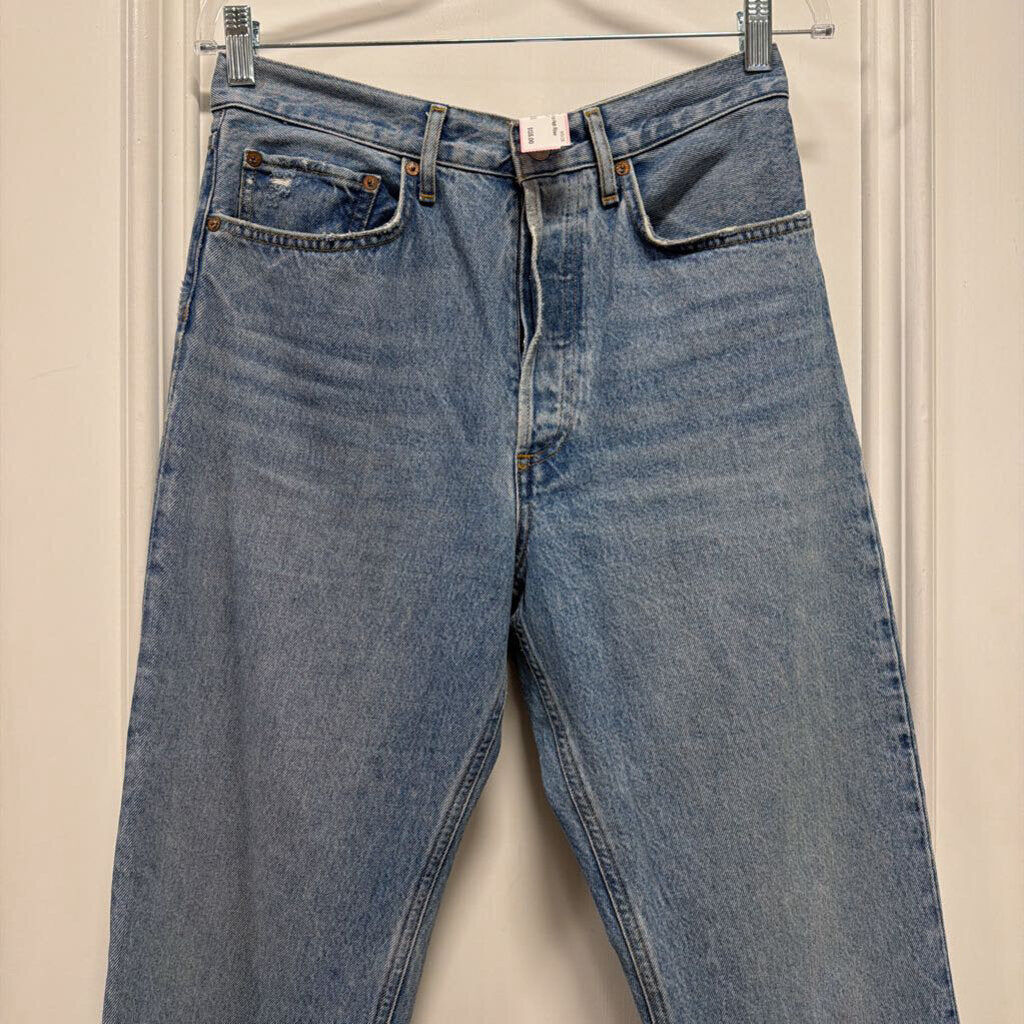 Blue Cotton High Rise Straight Jean