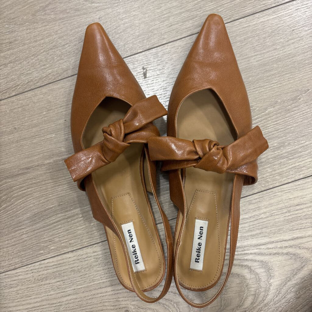 Reike Nen Brown Leather Slingback Flat
