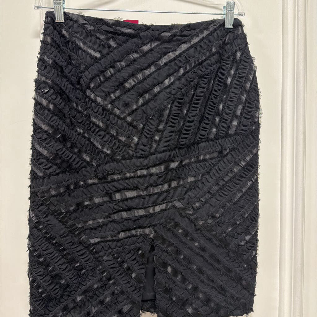 Black Silk Ribbon-Stripe Skirt