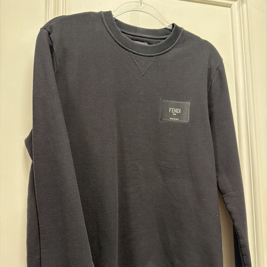 Black Cotton Crewneck Sweatshirt