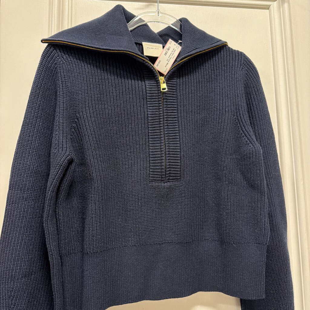 Navy Viscose Blend Half Zip Sweater