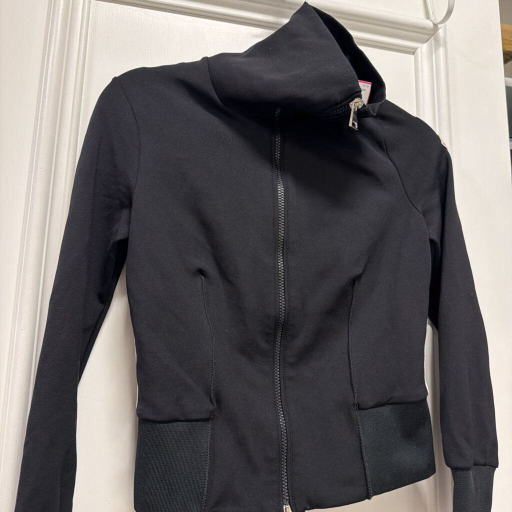 Black Poly Side Stripe Cardigan