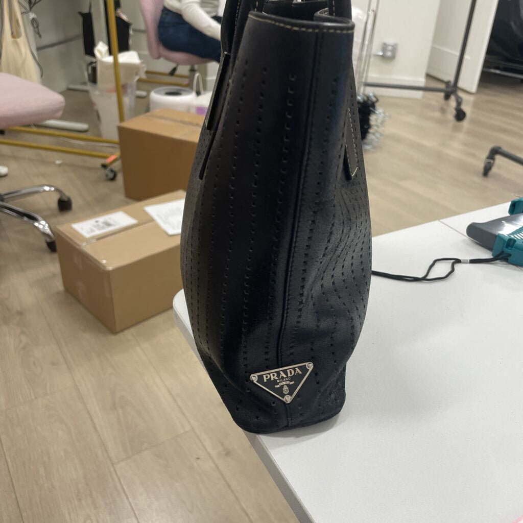 Black Perforated Leather Tote (est 3300)