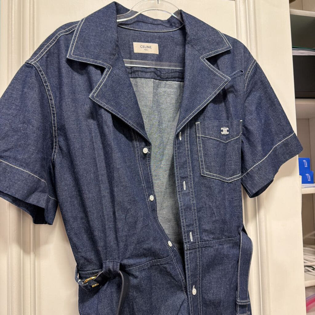 Blue Cotton Denim Belted Dress (WT)