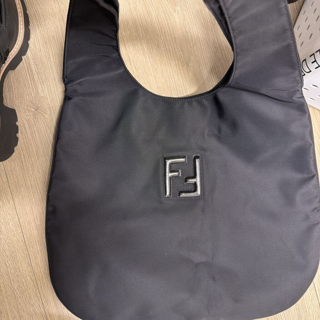 Black Nylon FF Logo Shoulder Bag
