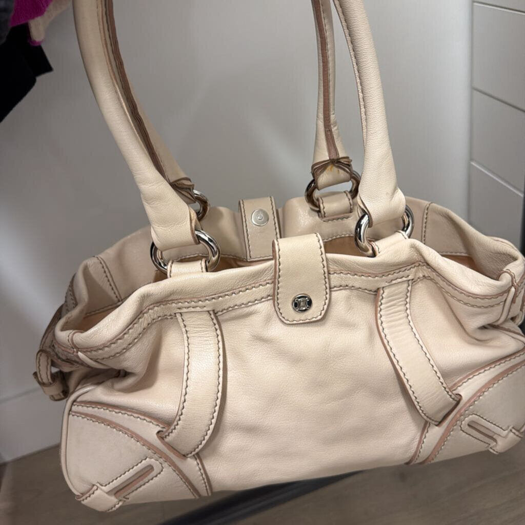 Beige Leather Shoulder Bag