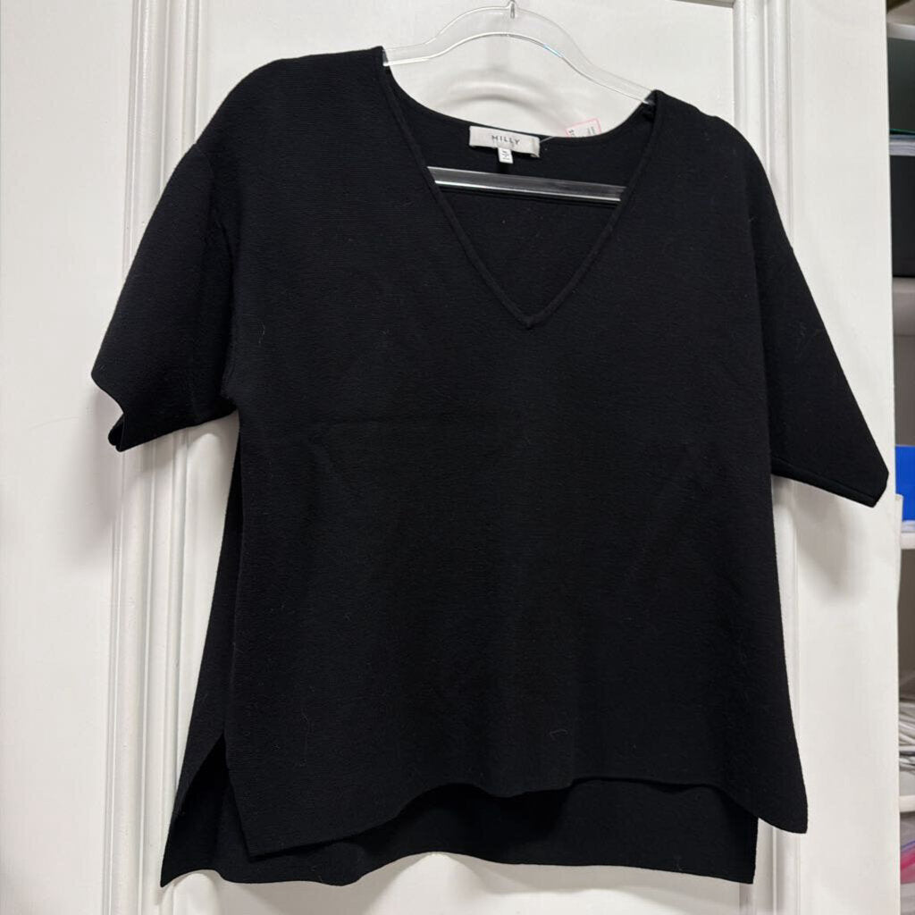 Black Viscose/Poly SS Top