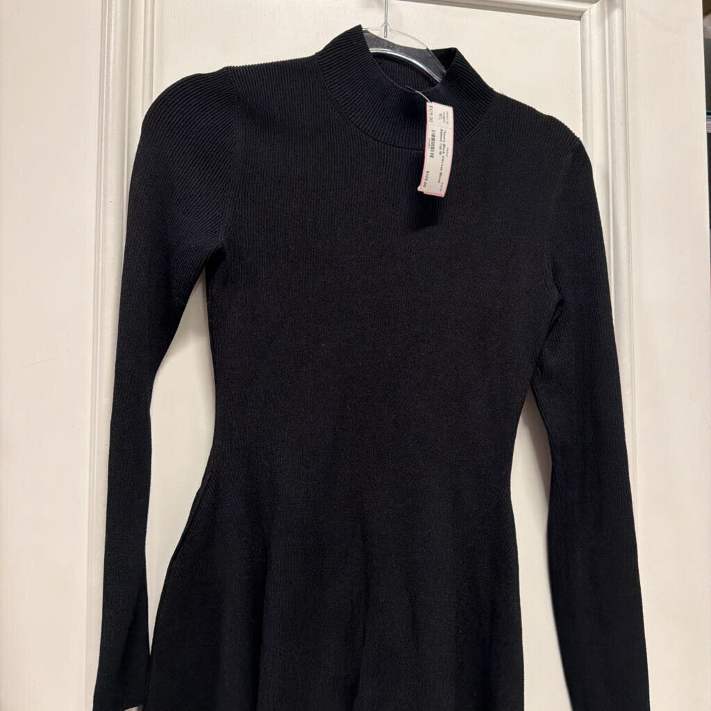 Black Viscose Blend Ribbed Top