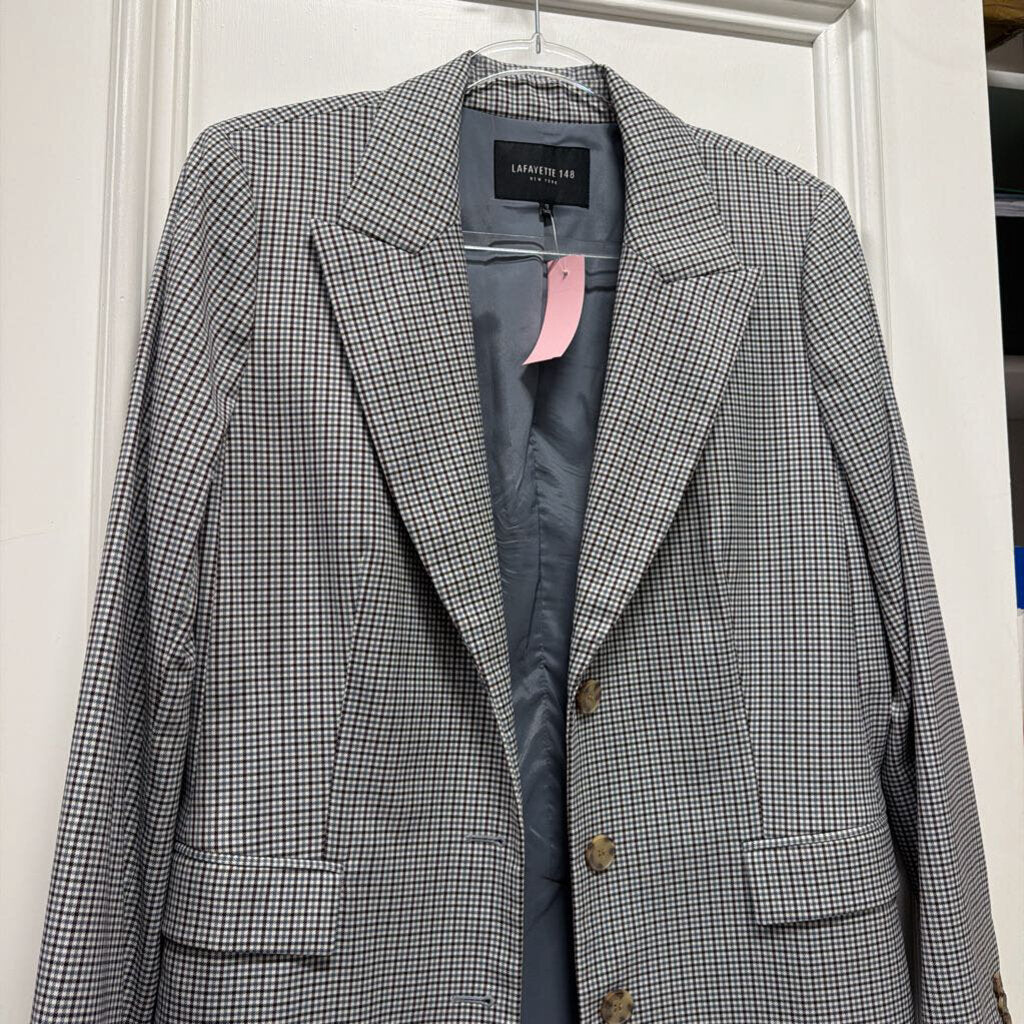 Blue/Brown Plaid Cotton/Poly Blazer