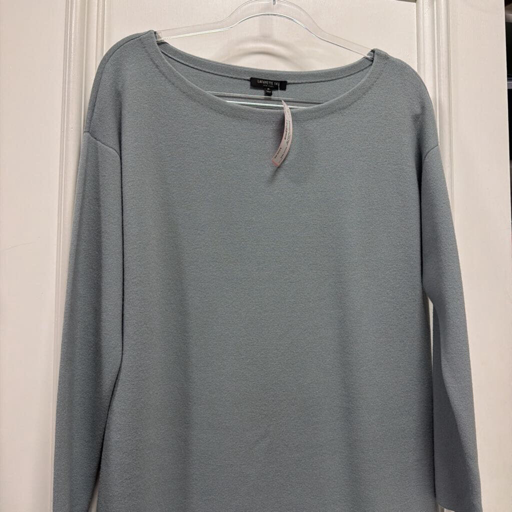 Blue Wool Midi Sweater Dress