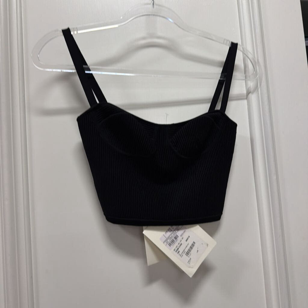 Black Viscose/Poly Ribbed Crop Tank (NWT)