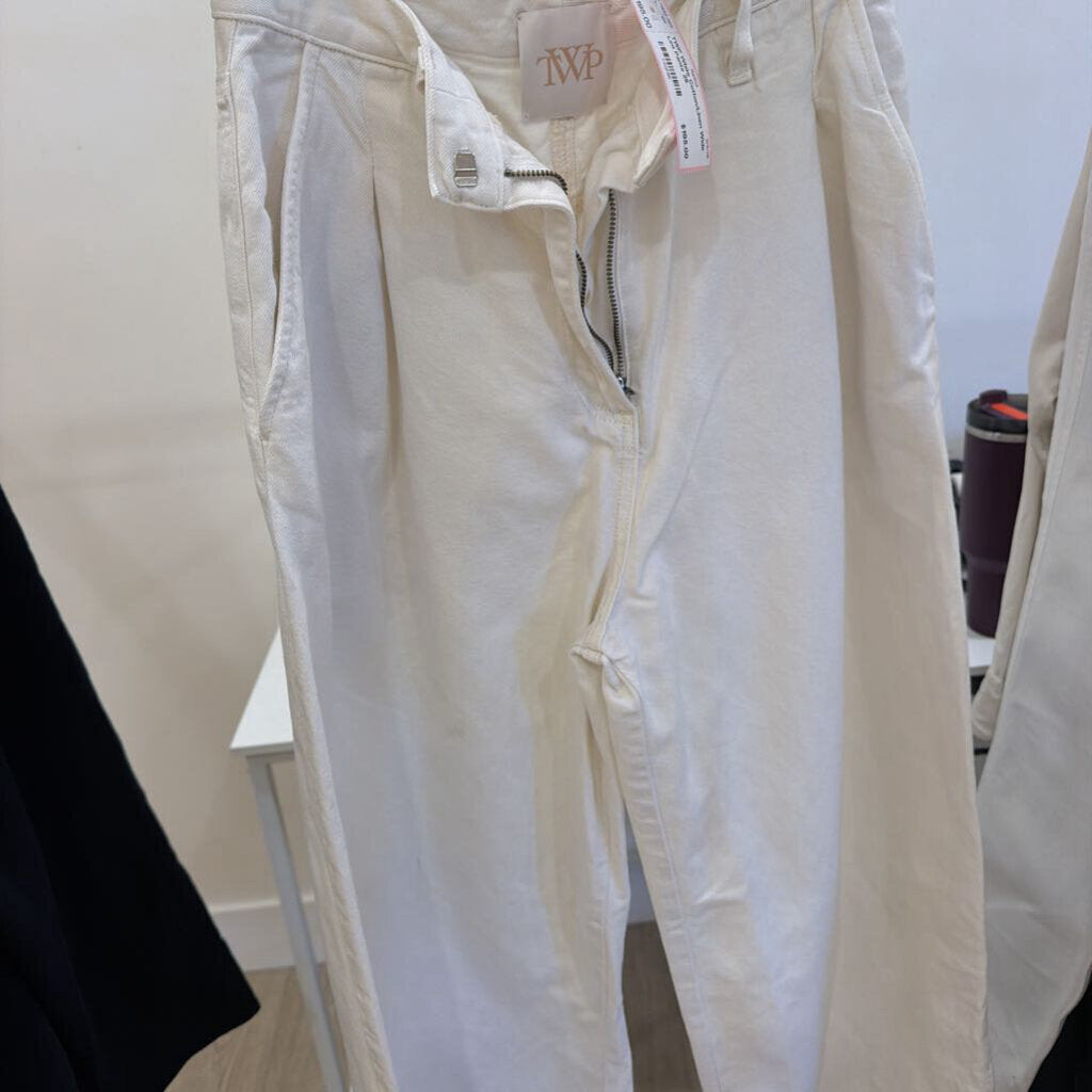 White Cotton/Linen Wide Leg Pants
