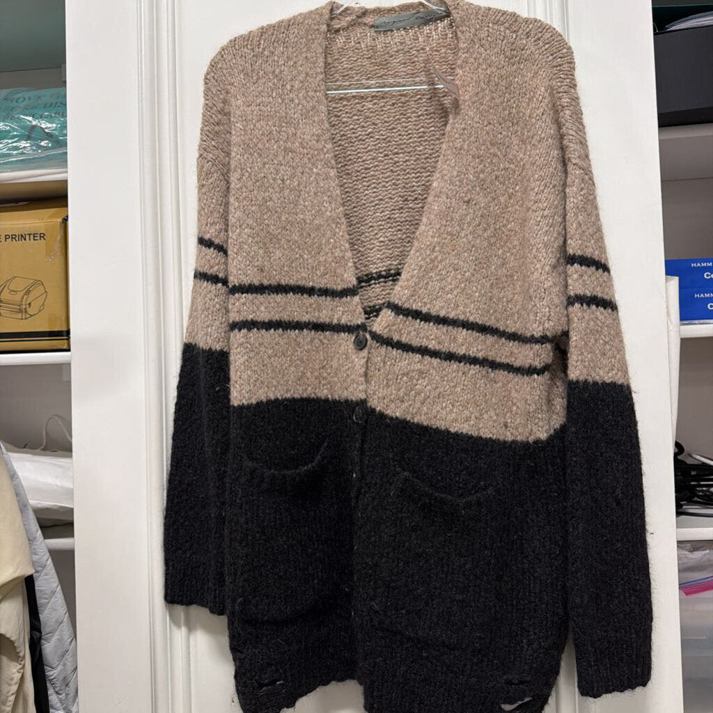 Taupe/Black Alpaca Blend Cardigan