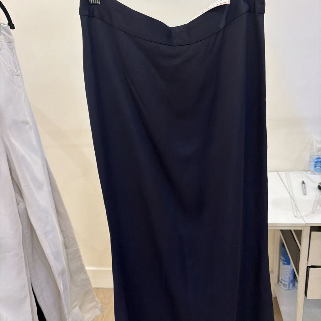 Navy Blue Viscose/Linen Maxi Skirt
