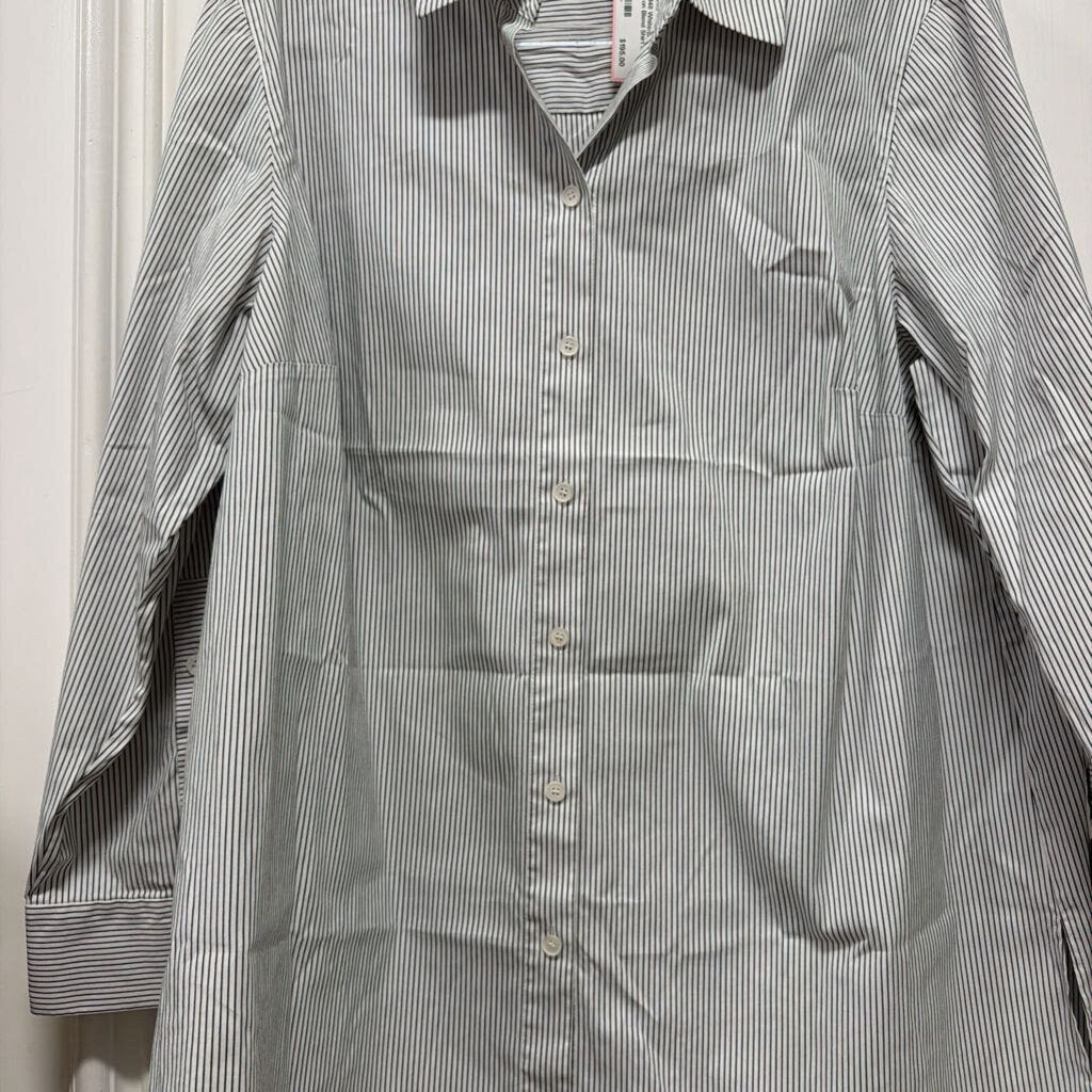 White/Black Stripe Cotton Blend Shirt