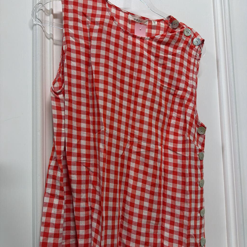 Red/White Gingham Rayon/Linen Mini Dress