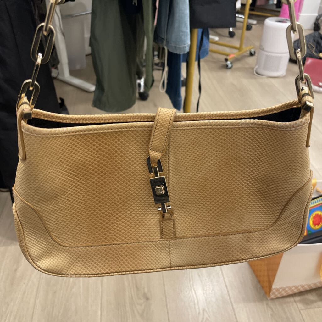 Tan Vintage Karung Jackie O Chain Hobo