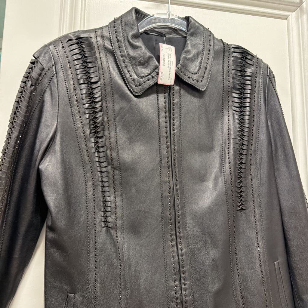 Black Beaded Leather Jacket