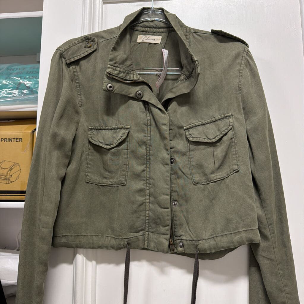 Green Tencel Crop Jacket