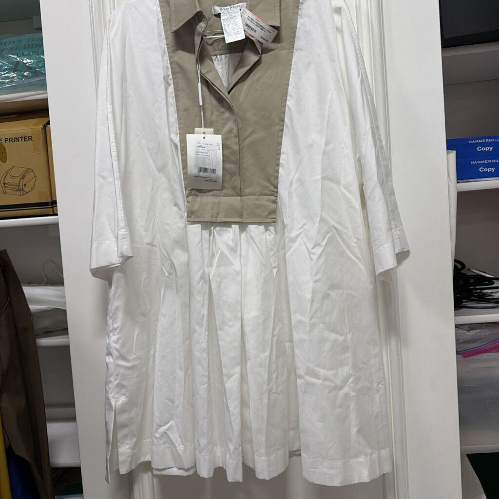 White/Beige Cotton Shirt Dress (NWT 995)