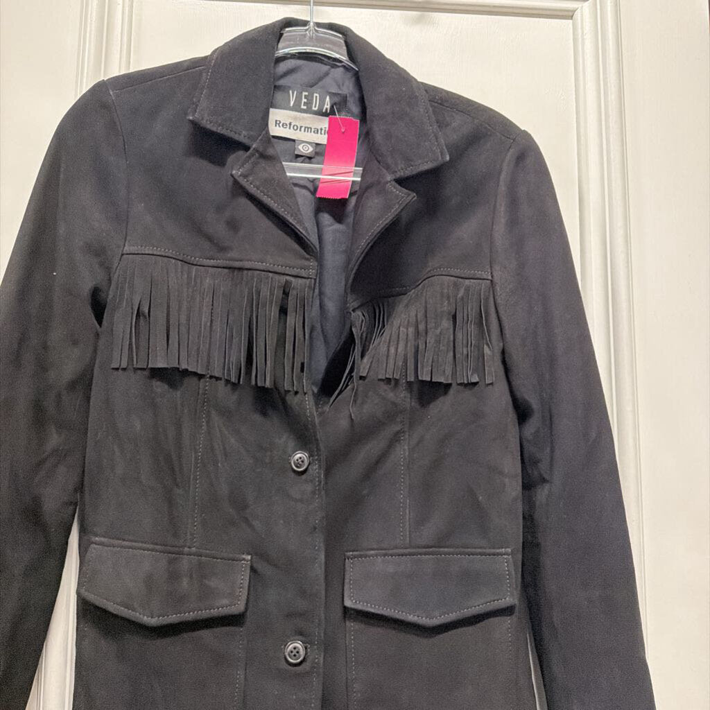 Black Suede Fringe Jacket (648)