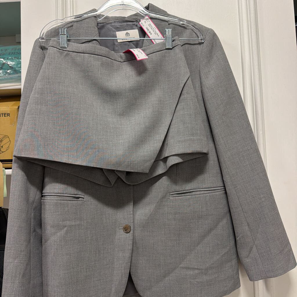 Grey Poly Blend Blazer/Skirt SET