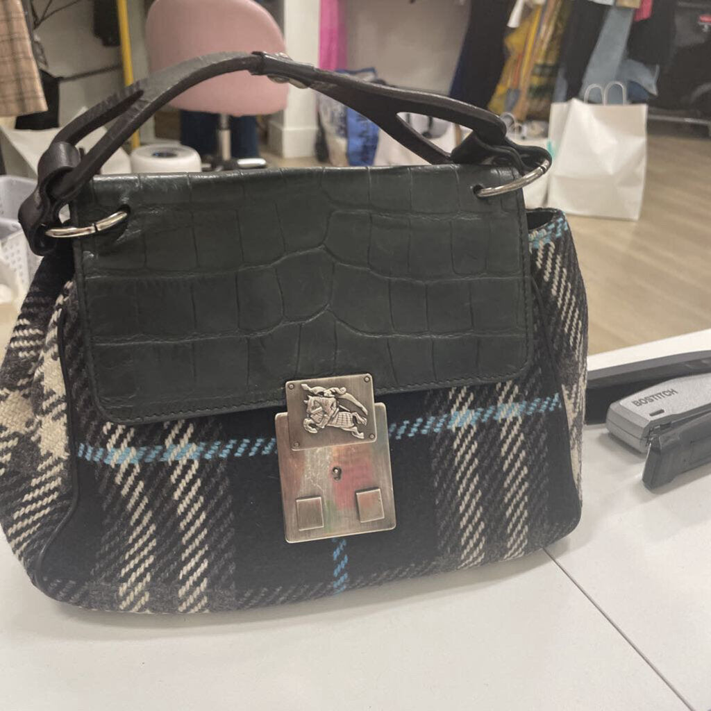 Tartan Wool Croc Embossed Top Handle(est 699)