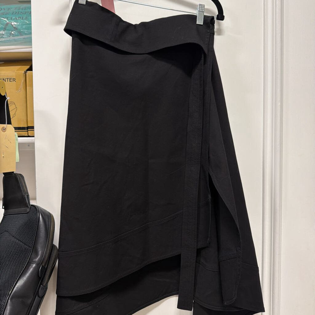 Black Linen/Viscose Midi Skirt