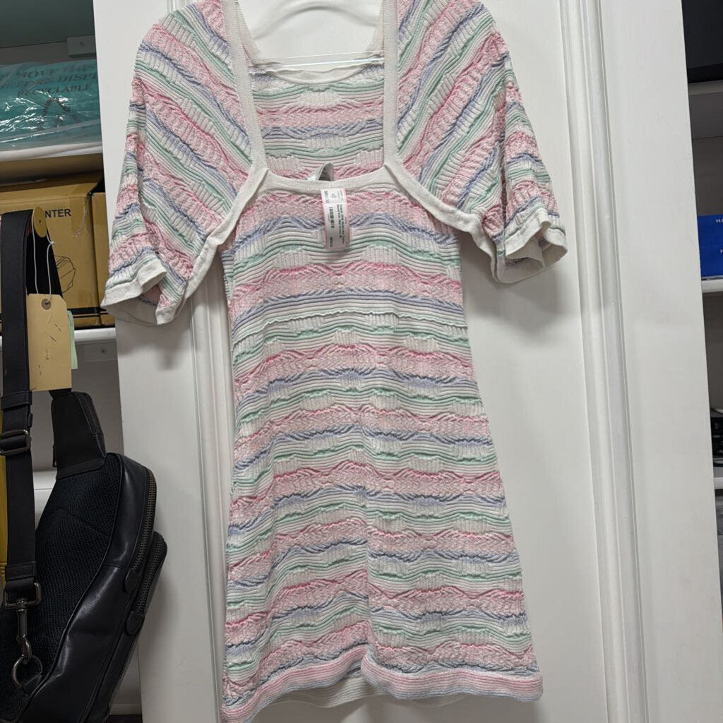 2016 Multicolor Cotton Blend Knit Midi Dress