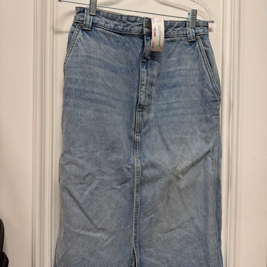 Light Wash Denim Midi Skirt