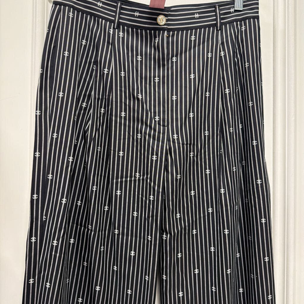 21S Black/White Stripe Cotton Trousers (NWT 1950)