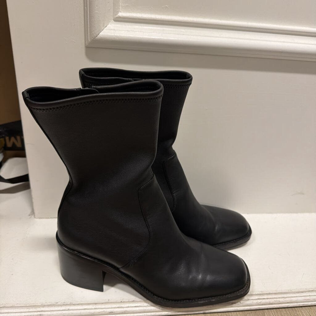 Loeffler Randall Black Leather Mid Calf Boots
