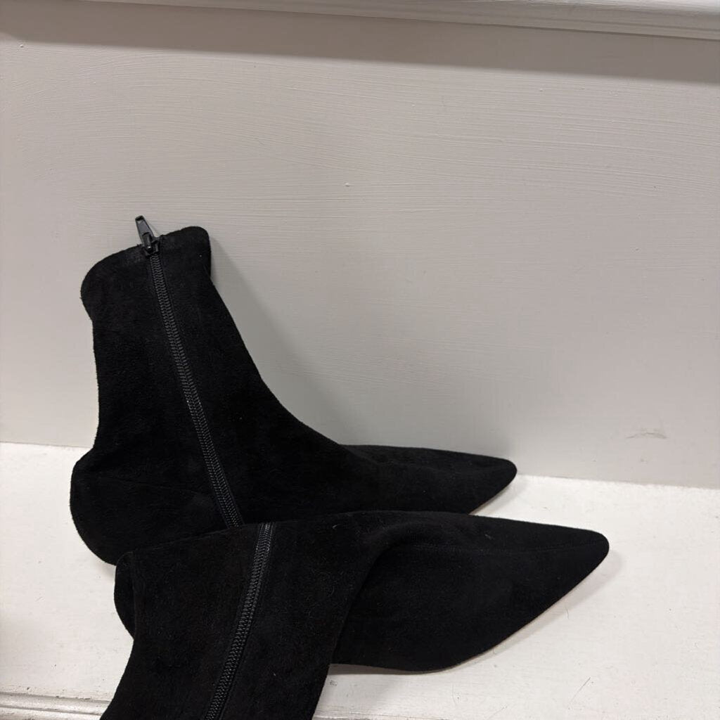The Row Black Suede Kitten Heel Boot