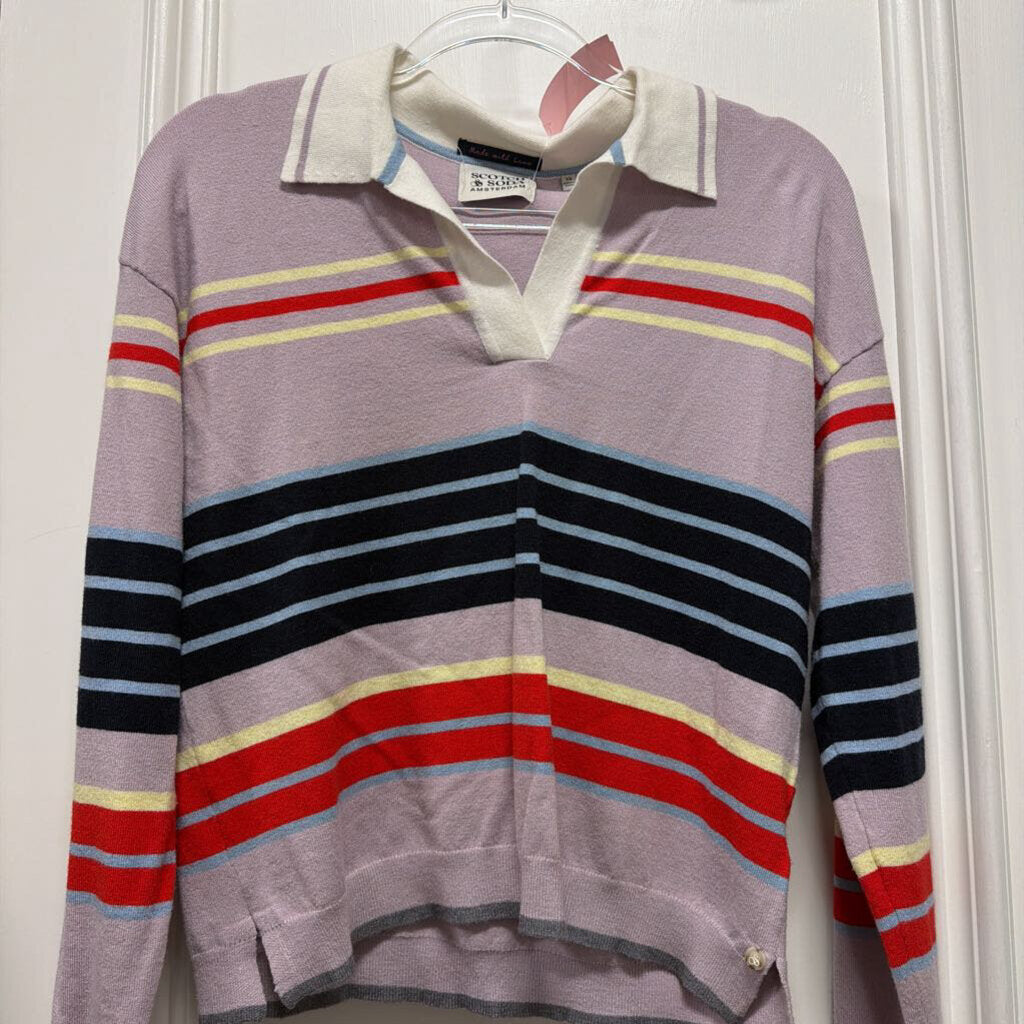 Purple/Multi Stripe Viscose/Poly Rugby Top