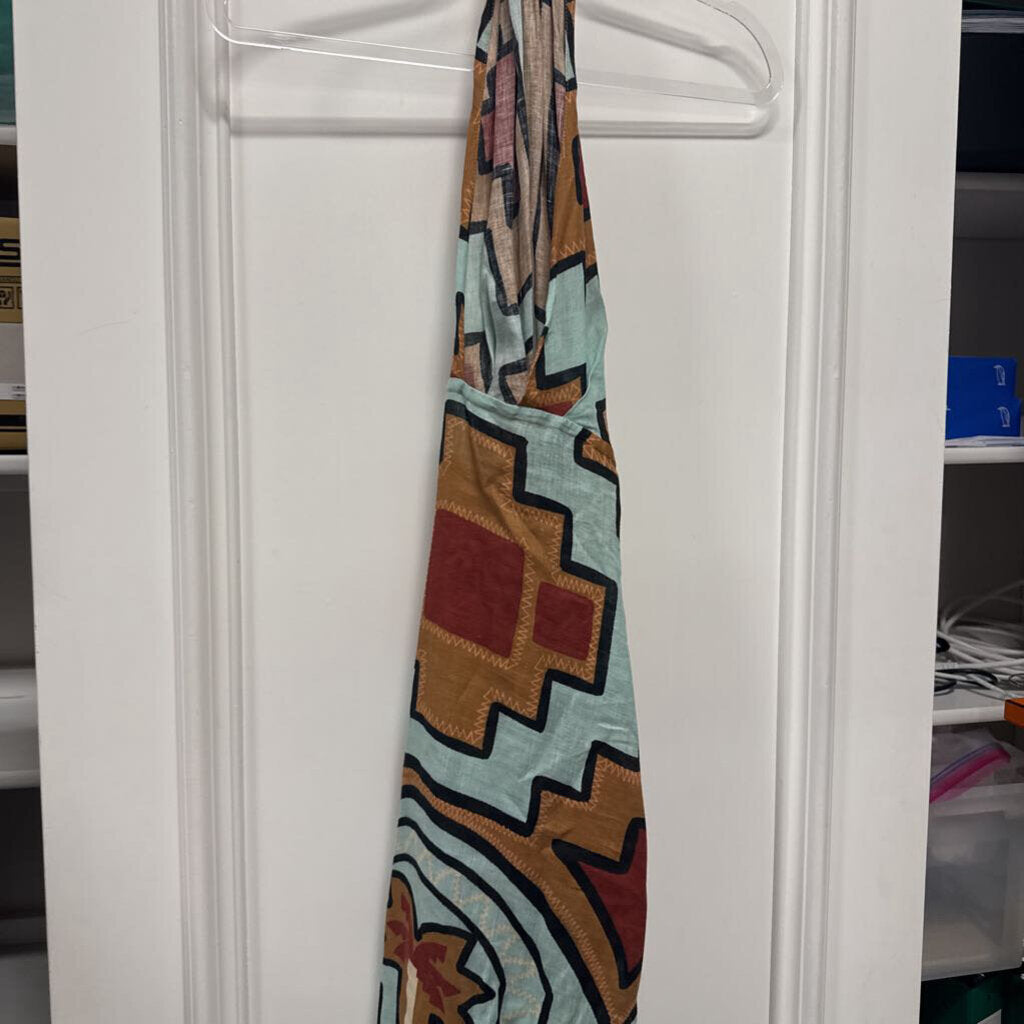 Multicolor Linen Halter Dress