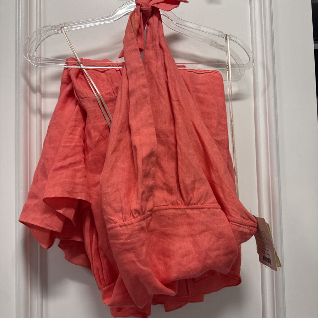 Peach Linen Halter Dress (NWT)