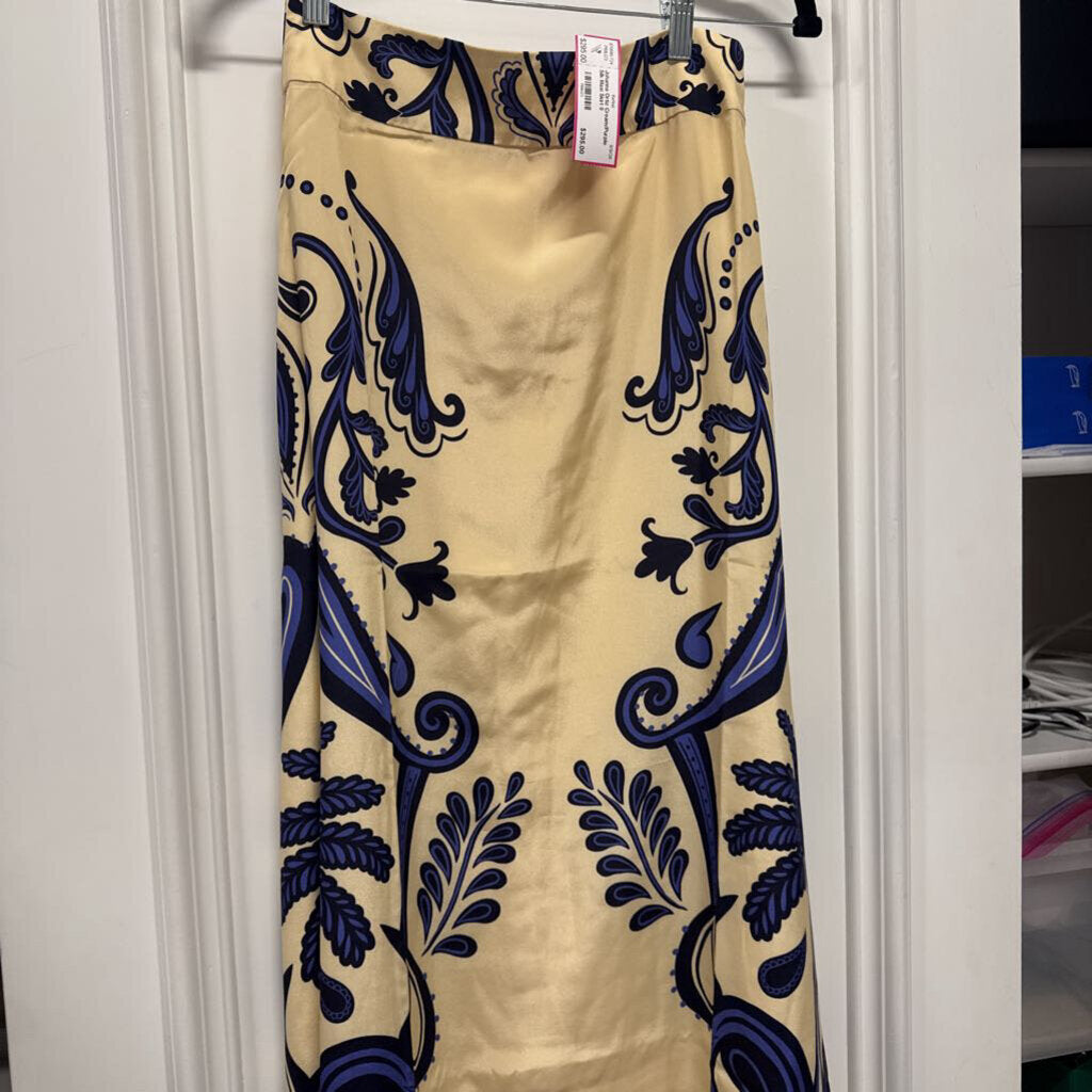 Cream/Purple Silk Maxi Skirt