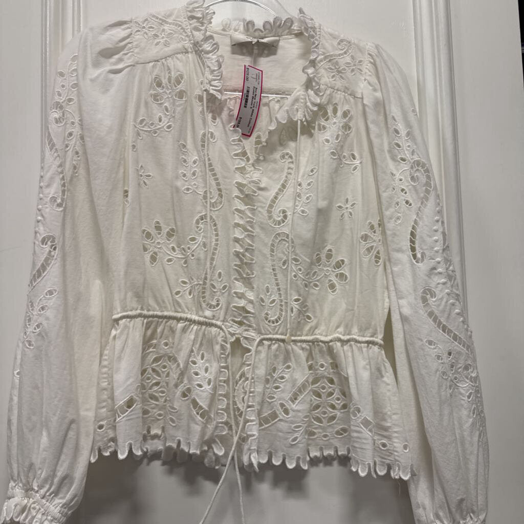 White Cotton Eyelet Blouse